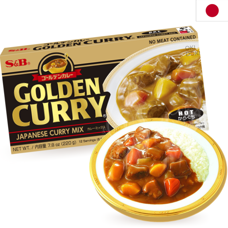 S&B Golden Curry Japonés Vegano Hot Picante 220g