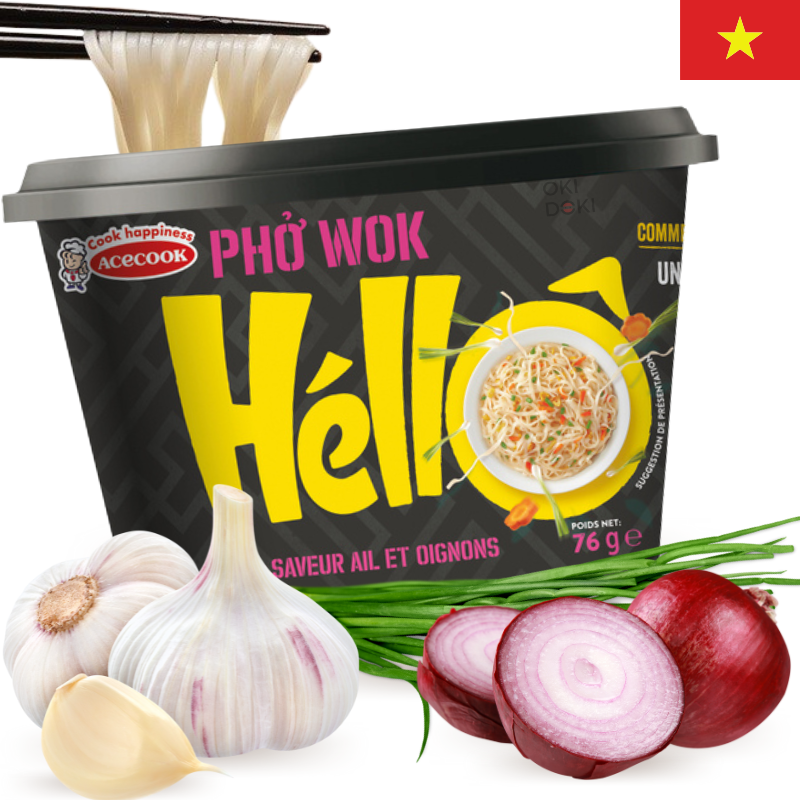 ACECOOK Hello Bowl Fideos Pho Wok Sabor Ajo y Cebolla 76g