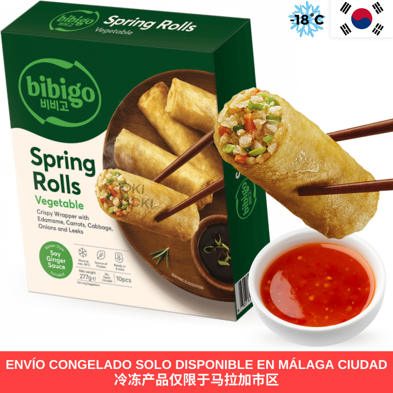 CJ BIBIGO Spring Rolls Rollitos De Primade Verduras Con Salsa Soja Jengibre 277g