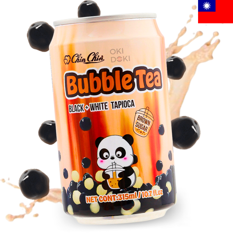 CHIN CHIN Bubble Tea Té con Leche Azúcar Moreno con Boba Bolas de Tapioca 315ml