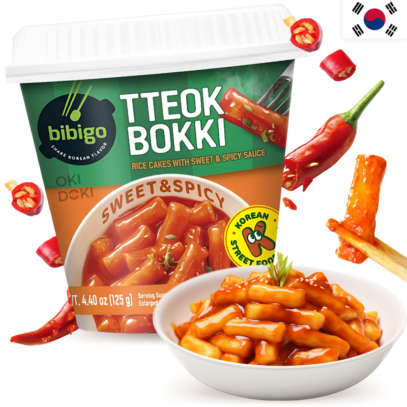 CJ BIBIGO Cup Tteokbokki Sabor Dulce y Picante (Microondas) 125g