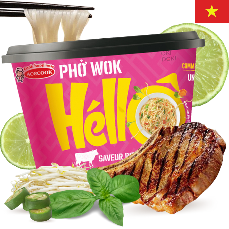 ACECOOK Hello Bowl Fideos Salteados Pho Wok Sabor Ternera 76g