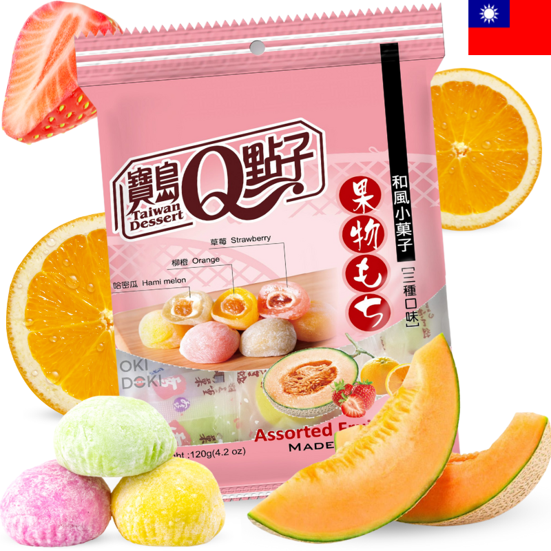 Taiwan Q Mochi de Melon, Naranja y Fresa 120g