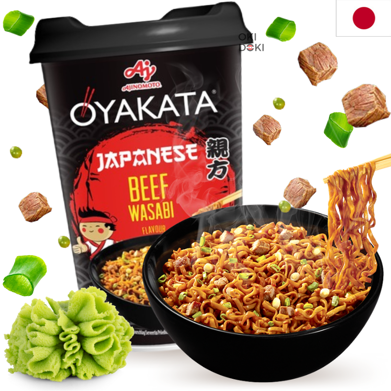 AJINOMOTO OYAKATA Cup Fideos Salteados Sabor Ternera y Wasabi 93g