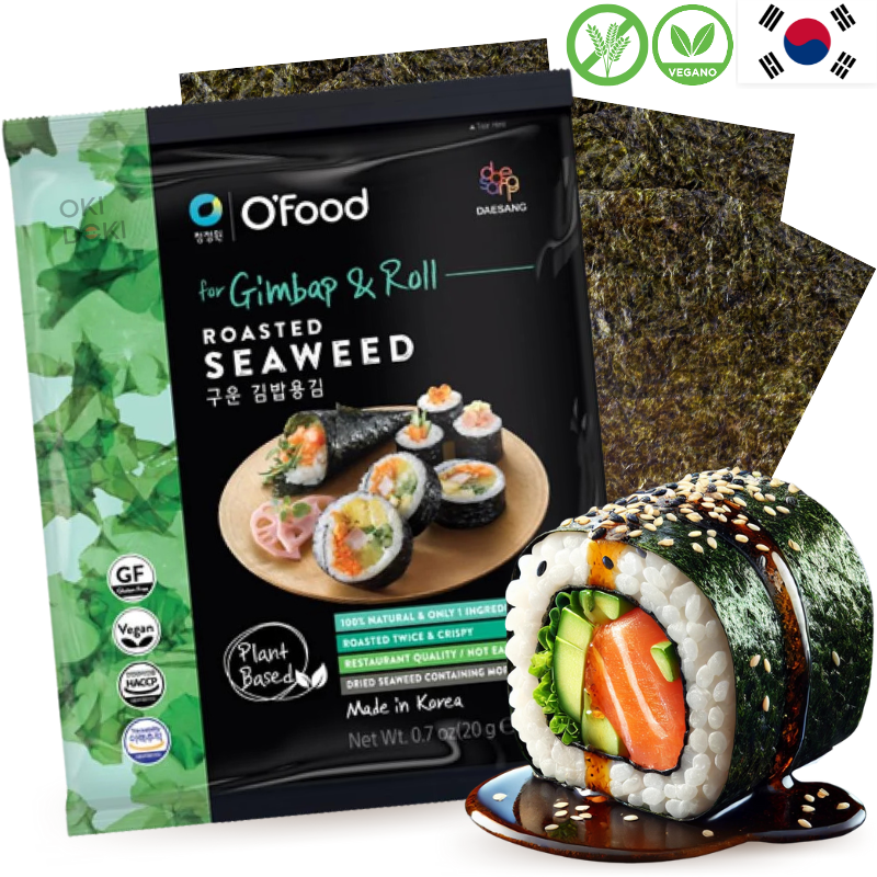 CJW O'Food Alga Nori Tostada Para Kimbap y Sushi Vegano Sin Gluten 10Hojas 20g