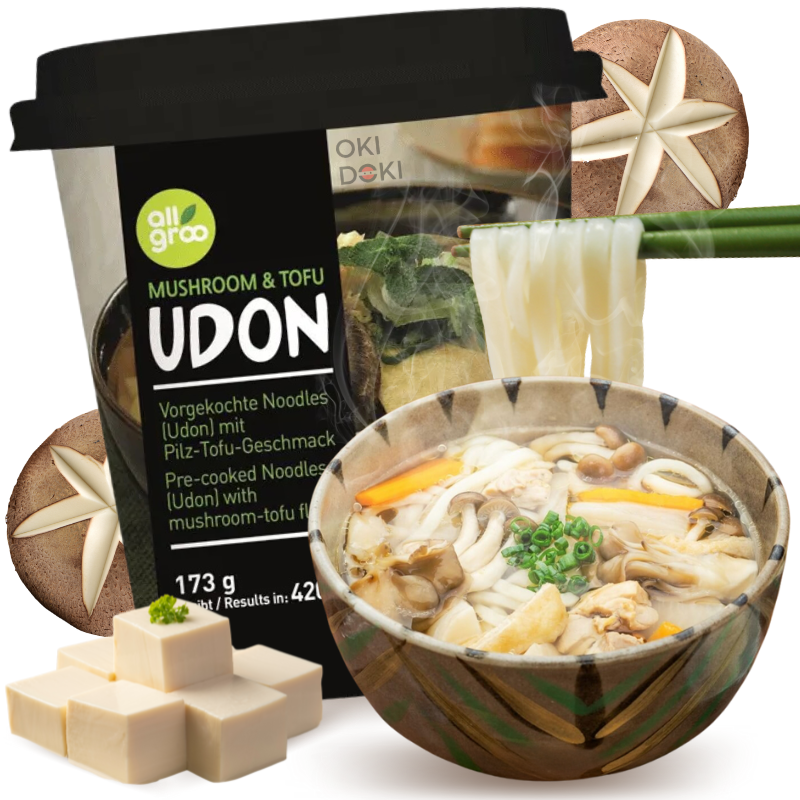Allgroo Cup Udon Fideos con Setas y Tofu 173g