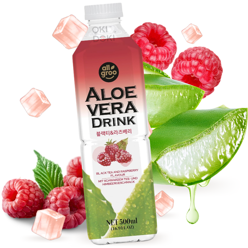 Allgroo Bebida de Aloe Vera con Té Negro y Frambuesa 500ml