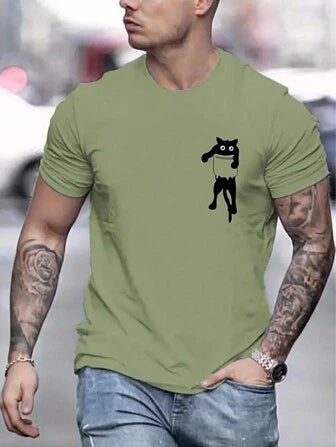 T-shirt Unisex Classic Unisex T-Shirt Gildan 5000Men's Cat Printed Short Sleeve Tee
